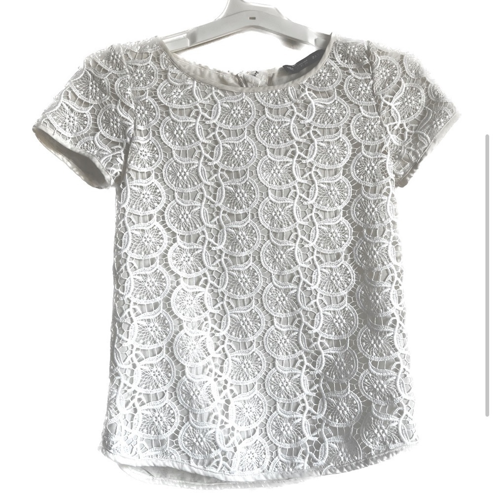 Zara Embroidered Lace Blouse | XS | White - Picture 1 of 5